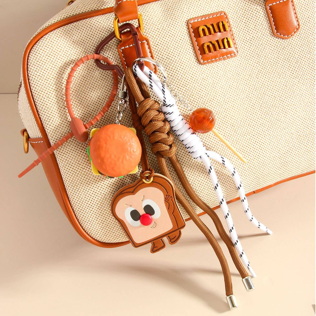 Creative Toast & Candy Braided Rope Keychain