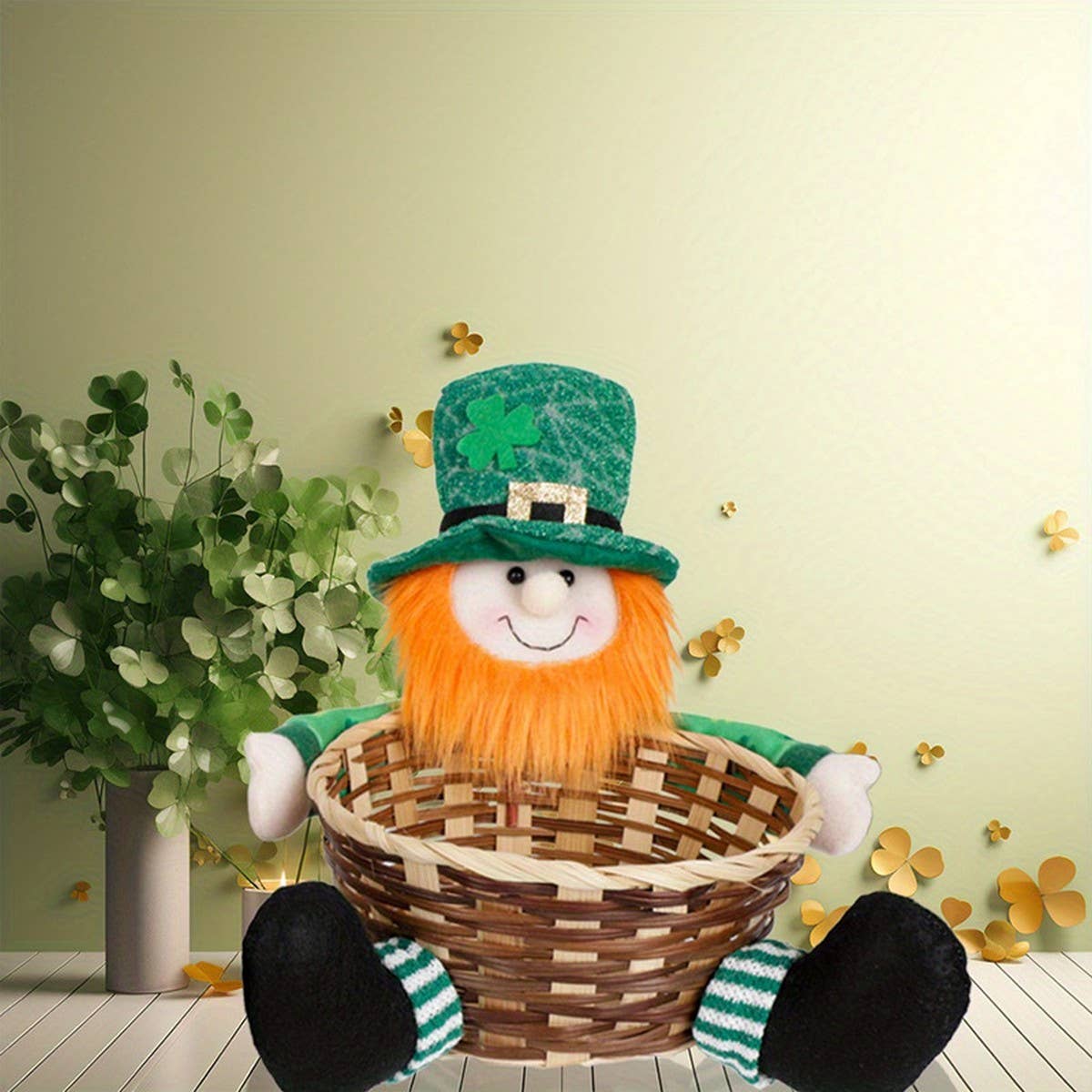 ST. PATRICK'S DAY PARTY GNOME WITH BASKET DOLL_CWMM3438
