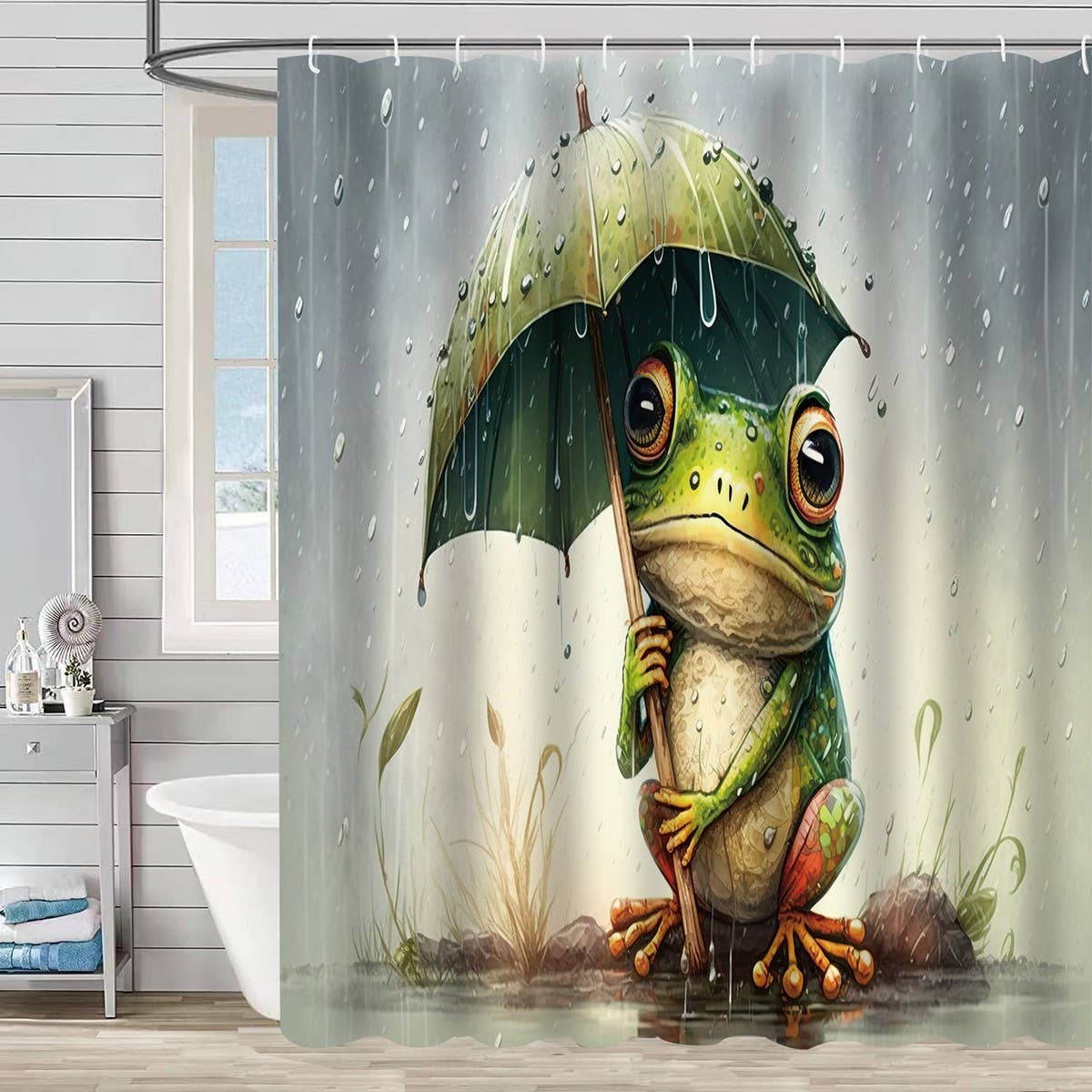 HOT SALE DIGITAL PRINTED FROG SHOWER CURTAIN