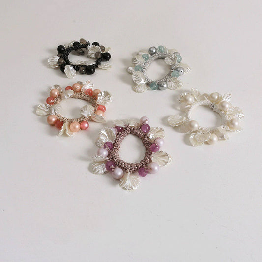 Shell Cat Eye Bead Hair Tie Cute Pearl New Band