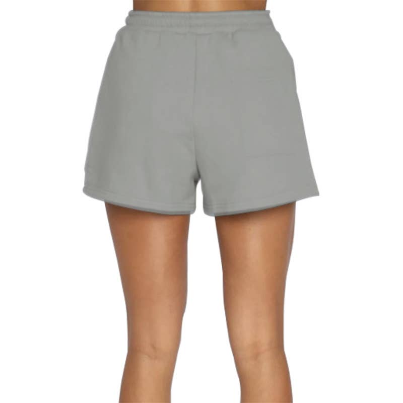 Pocket solid-color shorts and hoodie set