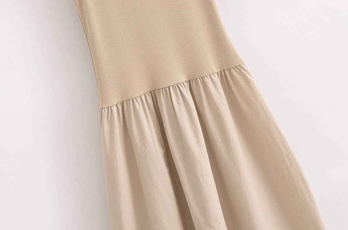 TWO-COLOR PATCHWORK LONG TANK DRESS