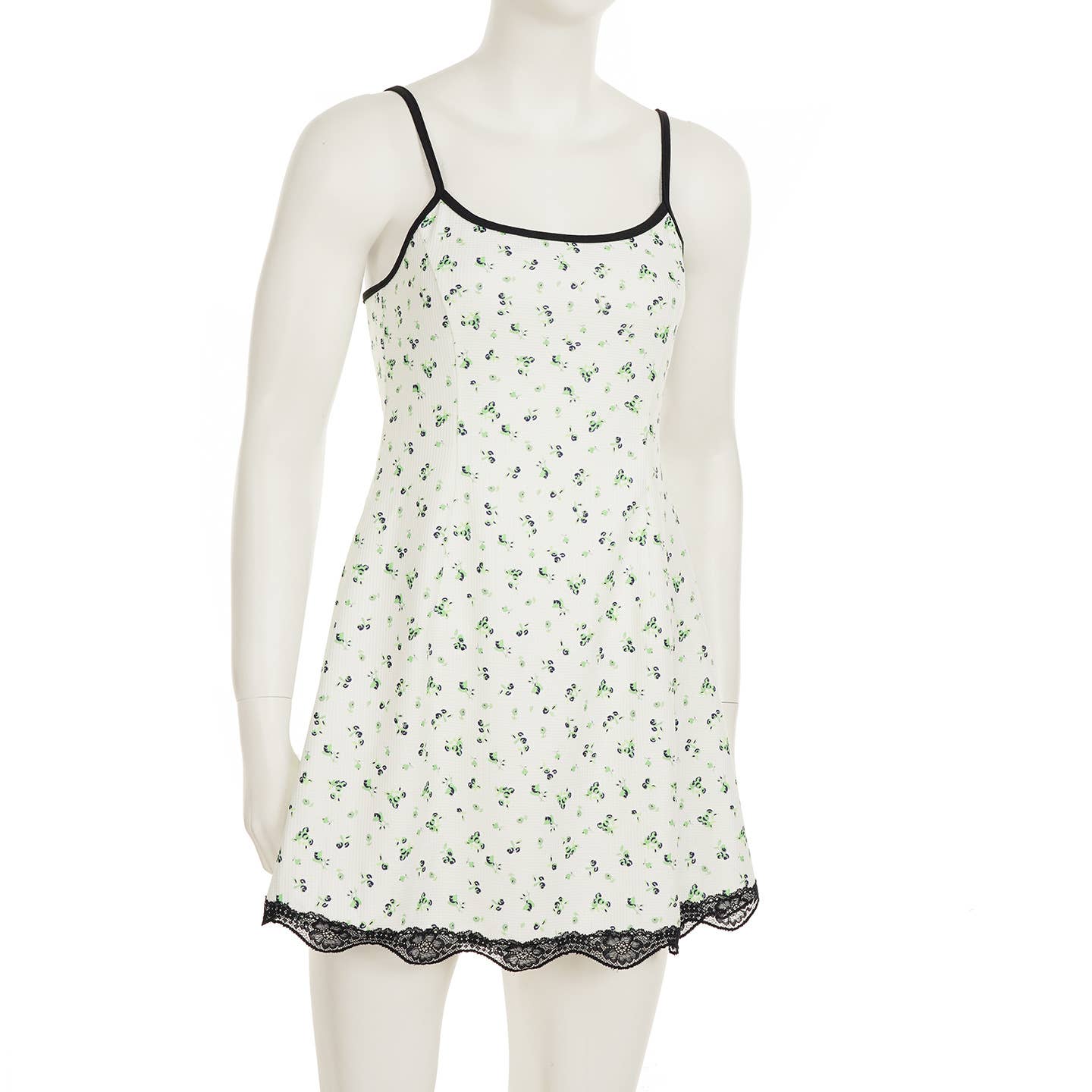 Lace patchwork waist floral halter dress