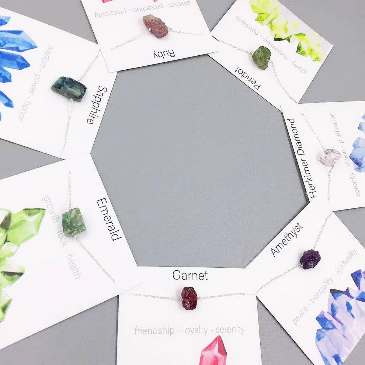 NATURAL CRYSTAL PENDANT NECKLACE WITH CARD