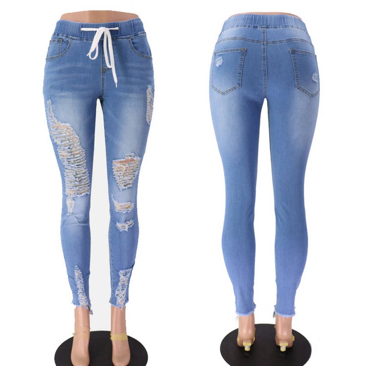 WOMENS ELASTIC HOLE SLIM FIT JEANS_CWJP0169
