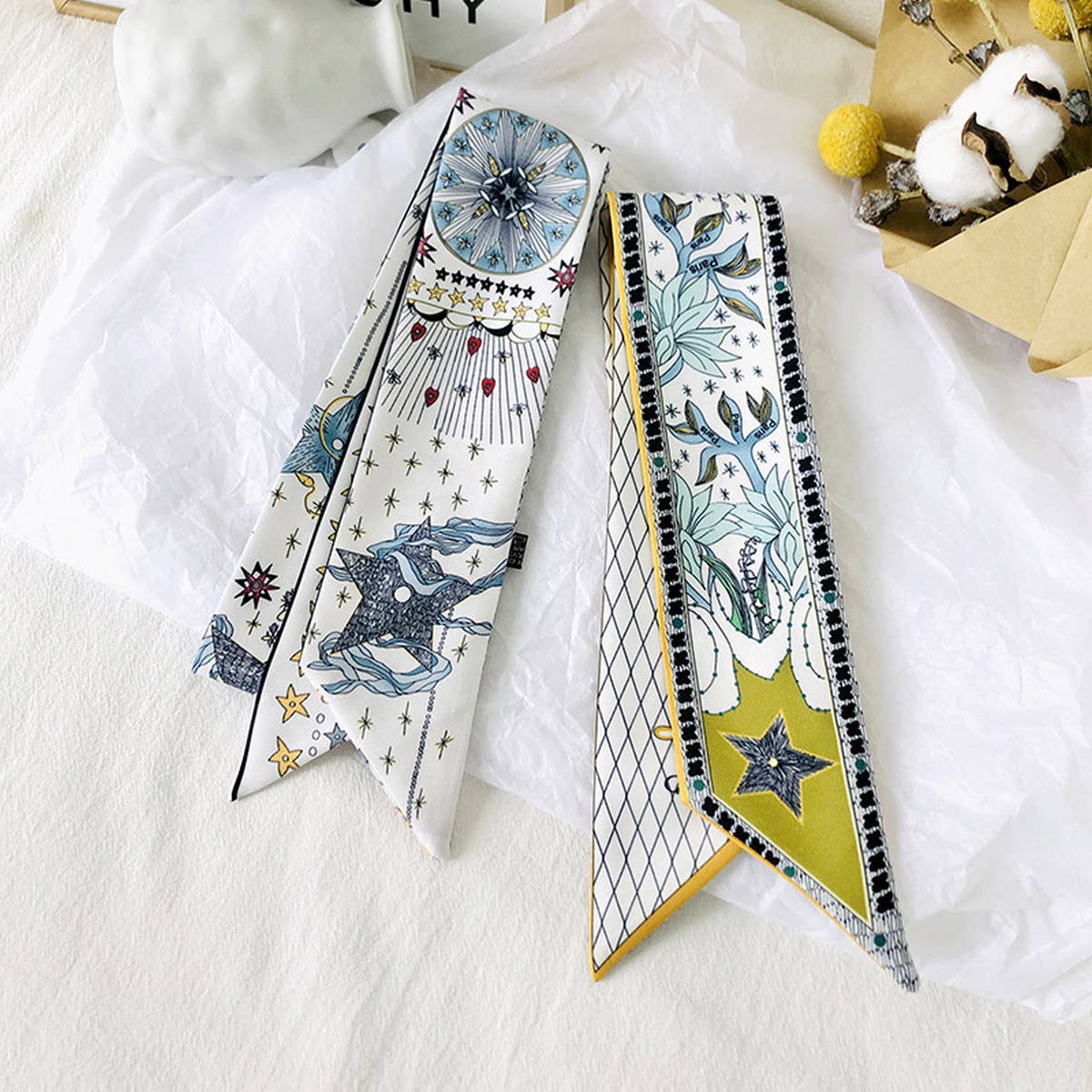 Mystic Tarot Pattern Long Ribbon Neck Hair Tie