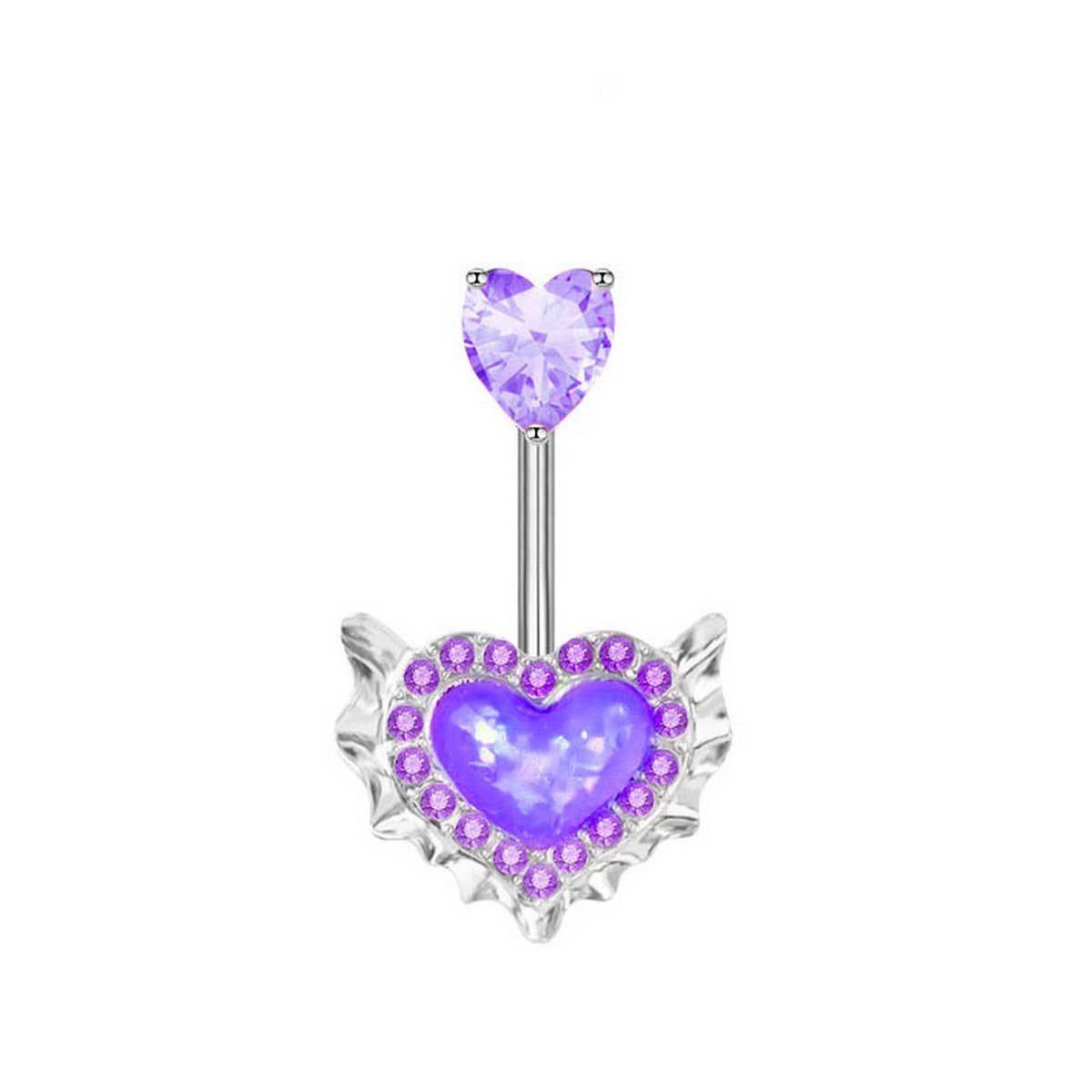Heart Opal Zircon Belly Button Ring