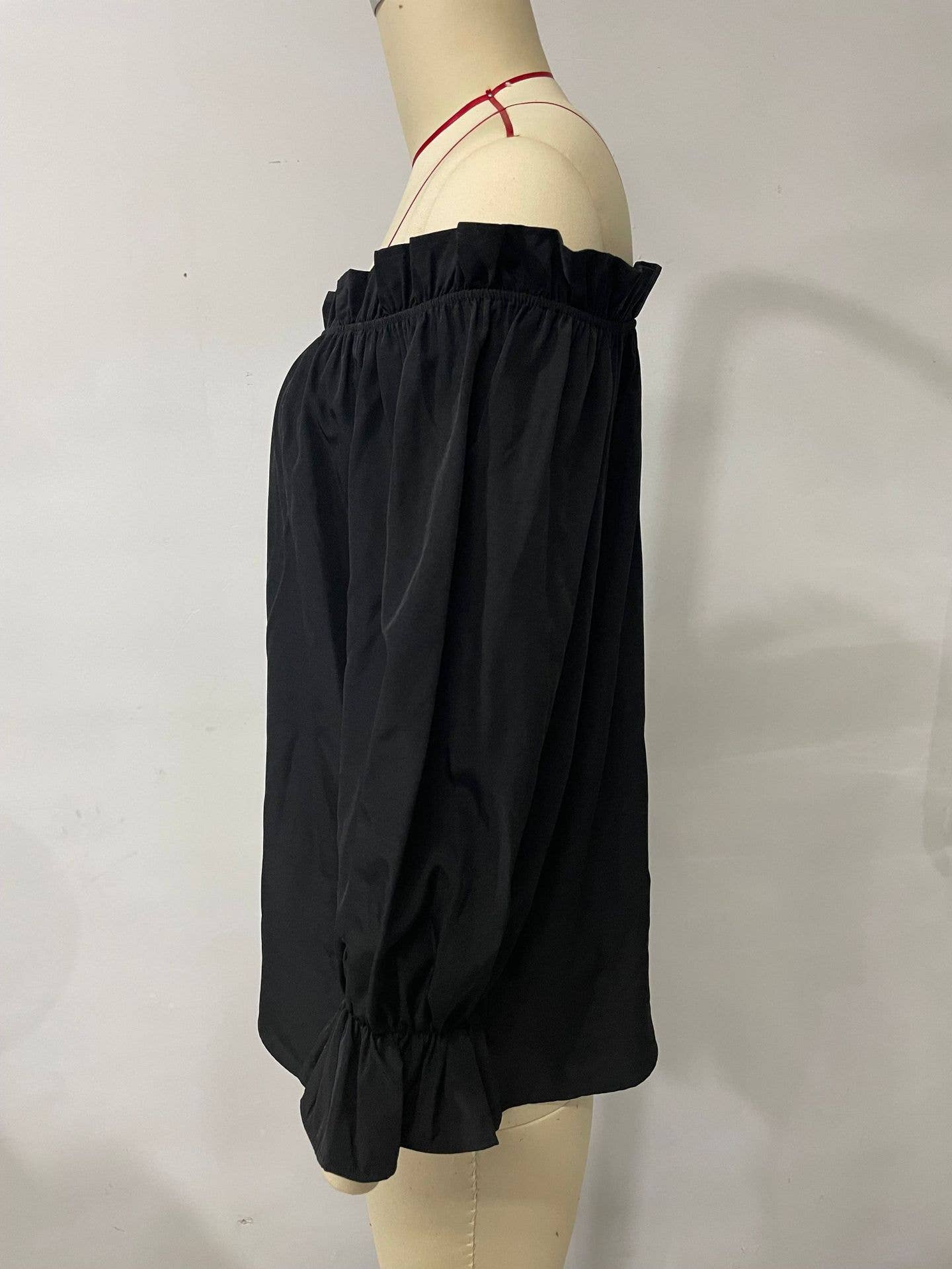 Solid-color pullover sexy off-the-shoulder shirt