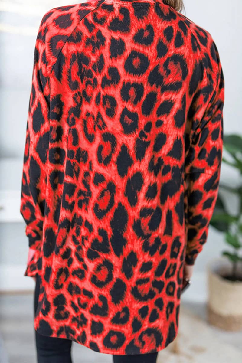 LEOPARD PRINT LOOSE PULLOVER LONG SLEEVE T-SHIRT