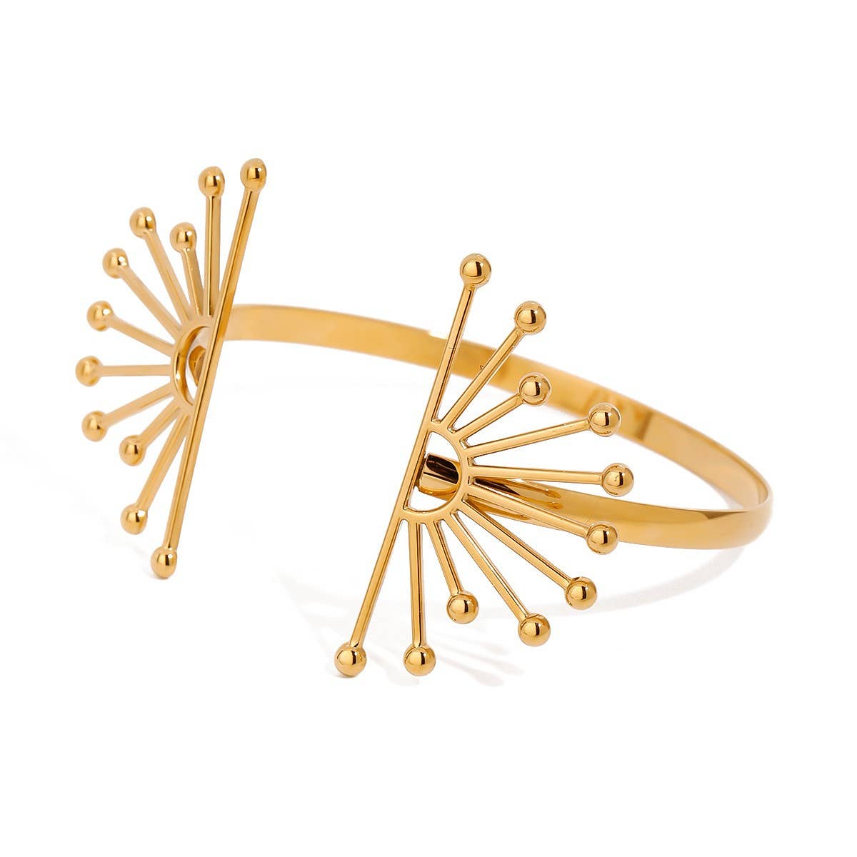 Bold 18K Gold Flower Cuff Bracelet, No Fade_CWAJE4756