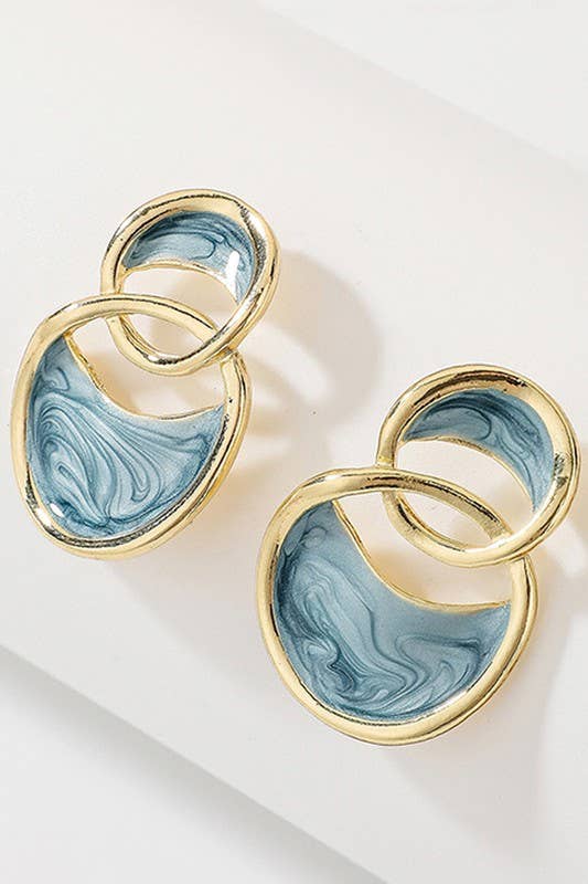 VINTAGE MARBLE ROUND EARRINGS_CWAJE114