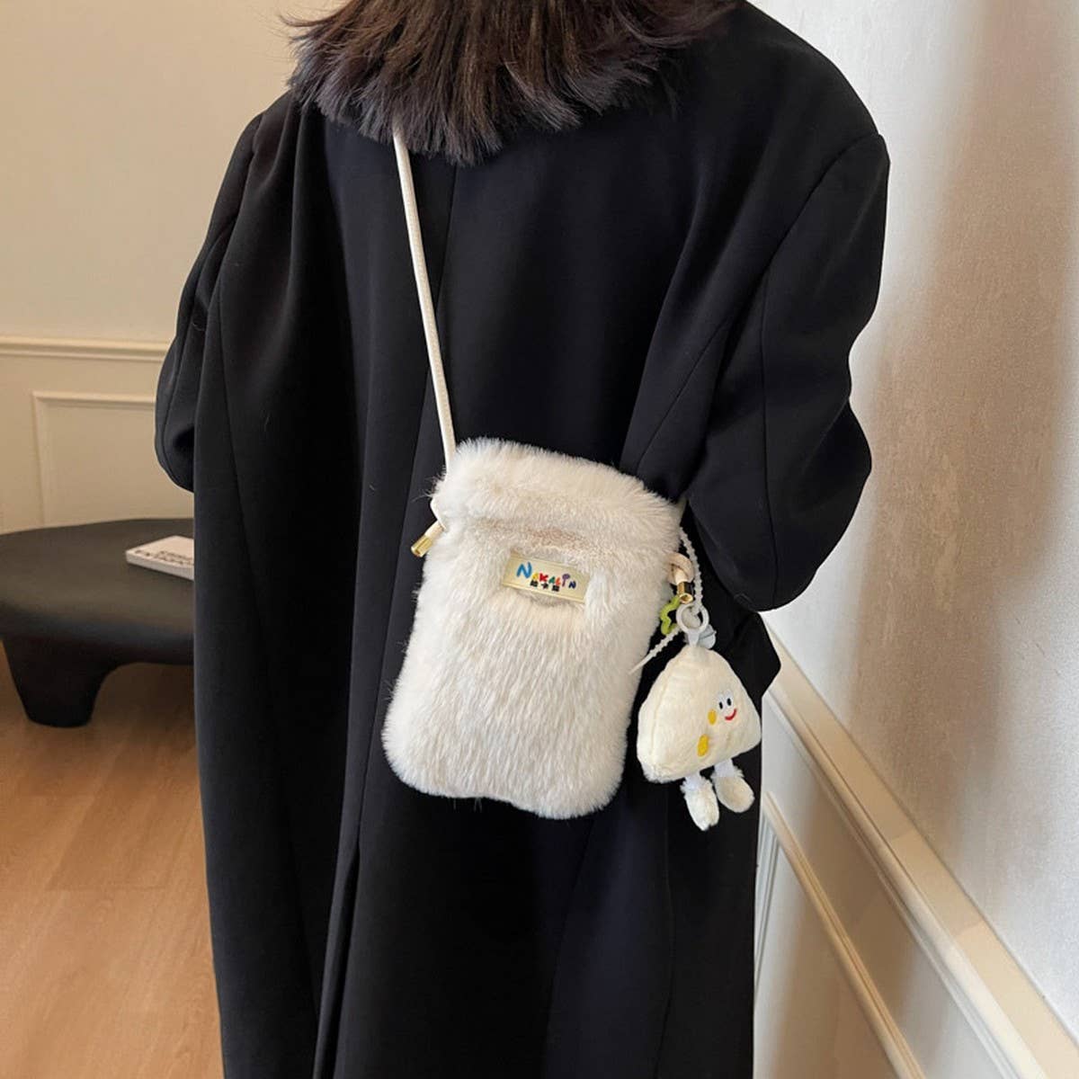 WINTER IMITATION REX RABBIT FUR SHOULDER PLUSH BAG_CWAB3960