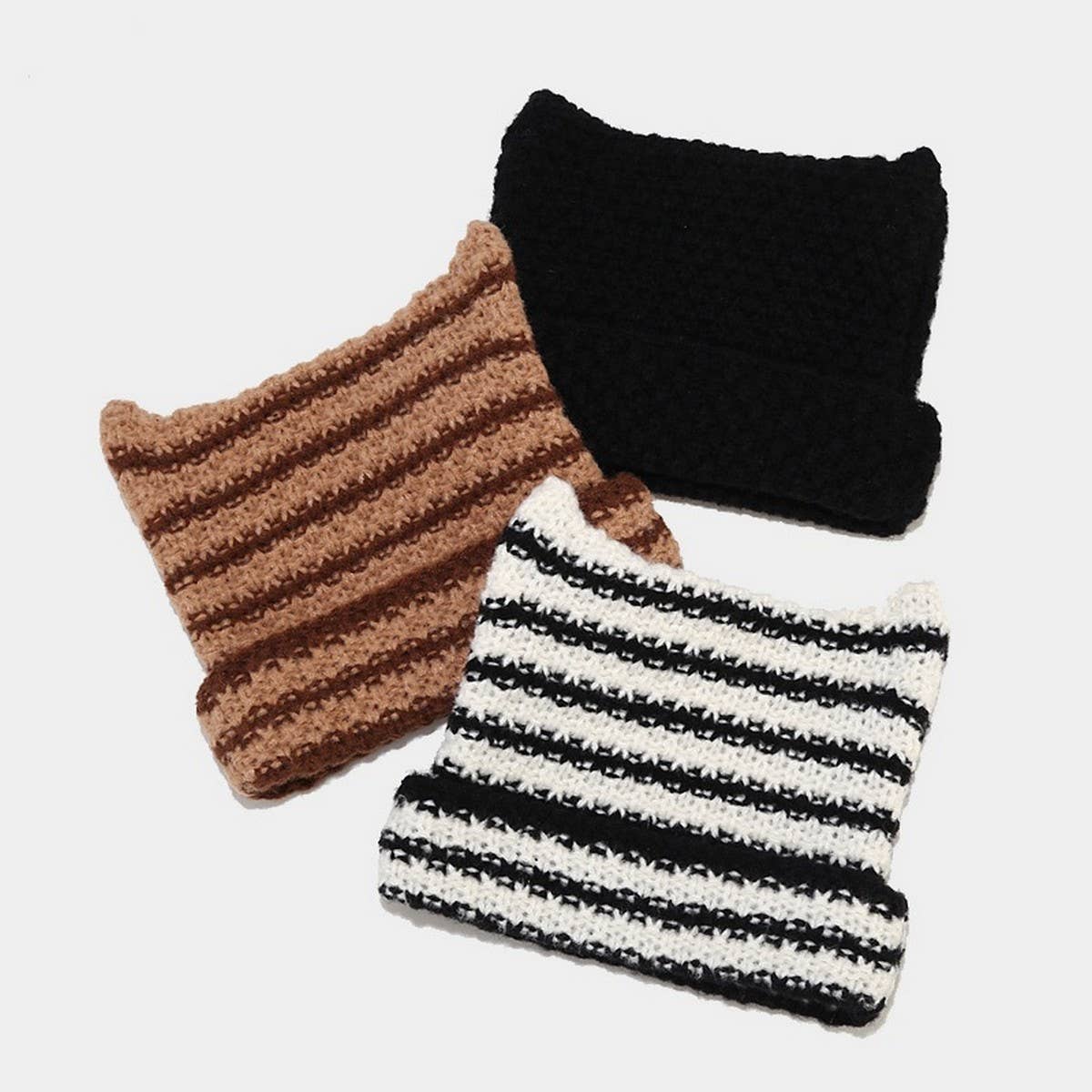 DEVIL EARS STRIPED WOOL KNITTED HAT_CWAH2125