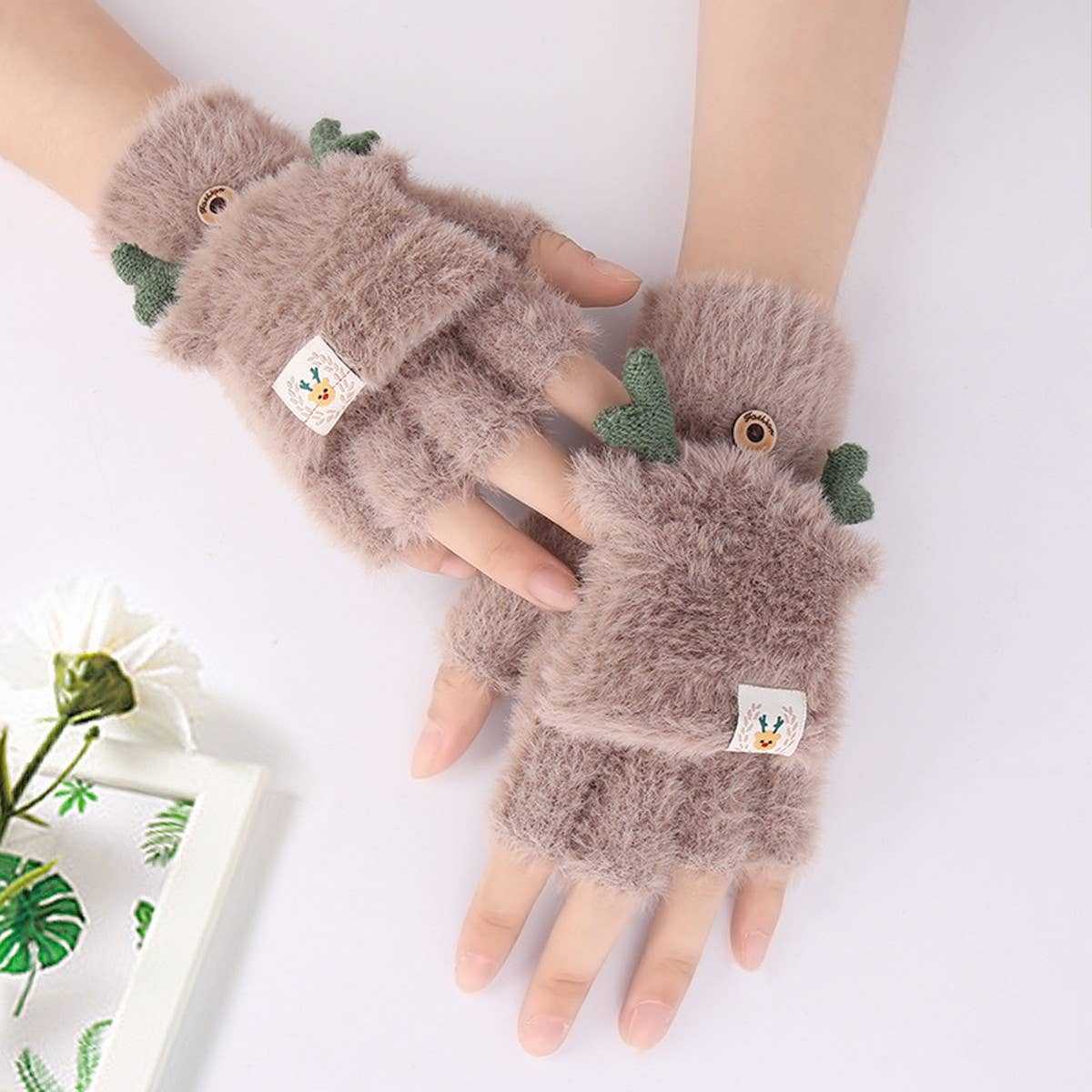 WINTER WOMEN'S HALF FINGER KNITTED THICK GLOVES_CWAG0246