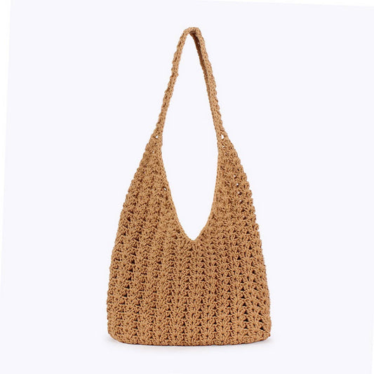 WOVEN BAG MESH HOLLOW SHOULDER BAG BEACH BAG_CWAB4666