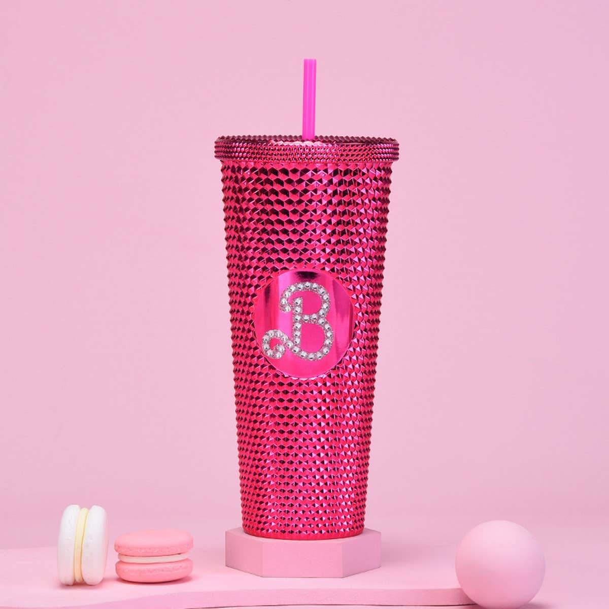 DOUBLE LAYER PORTABLE PLASTIC STRAW DIAMOND CUP
