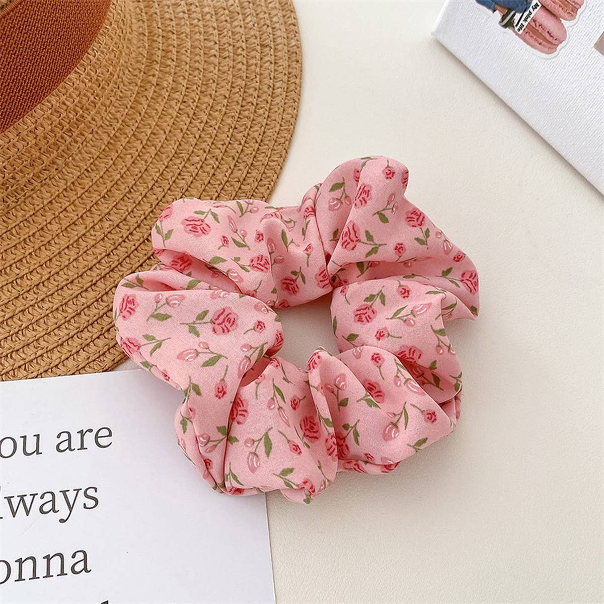 WOMEN FRESH FABRIC BROKEN FLOWER HAIR TIE_CWAHA0841