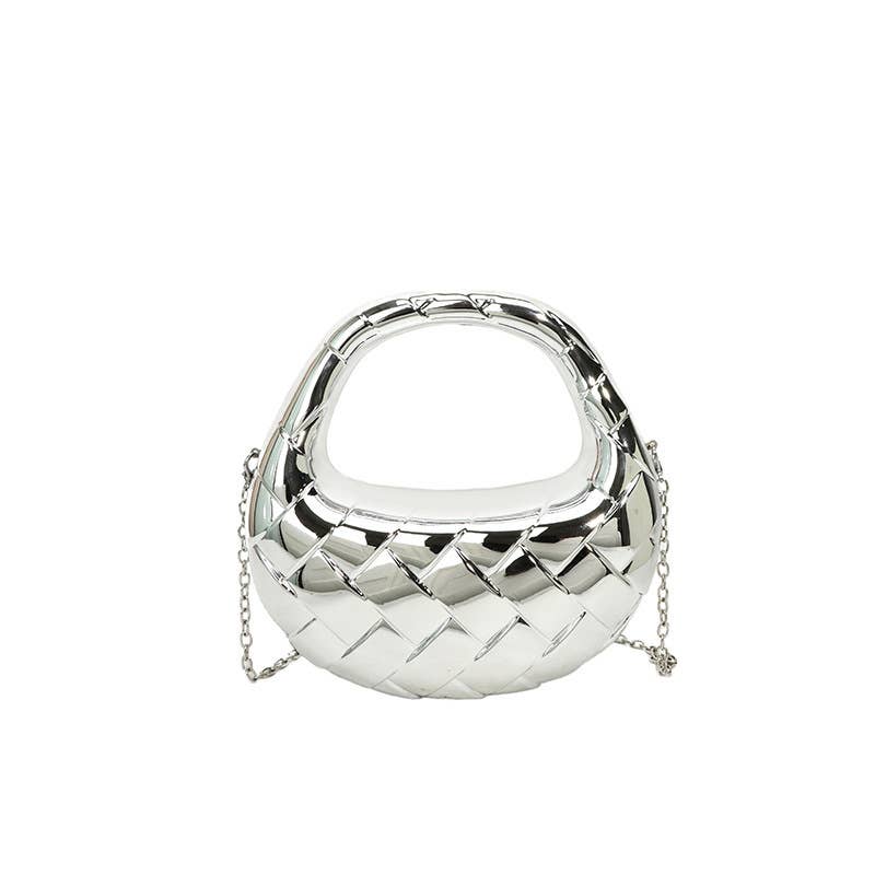 Diamond-shaped shiny single-shoulder underarm bag