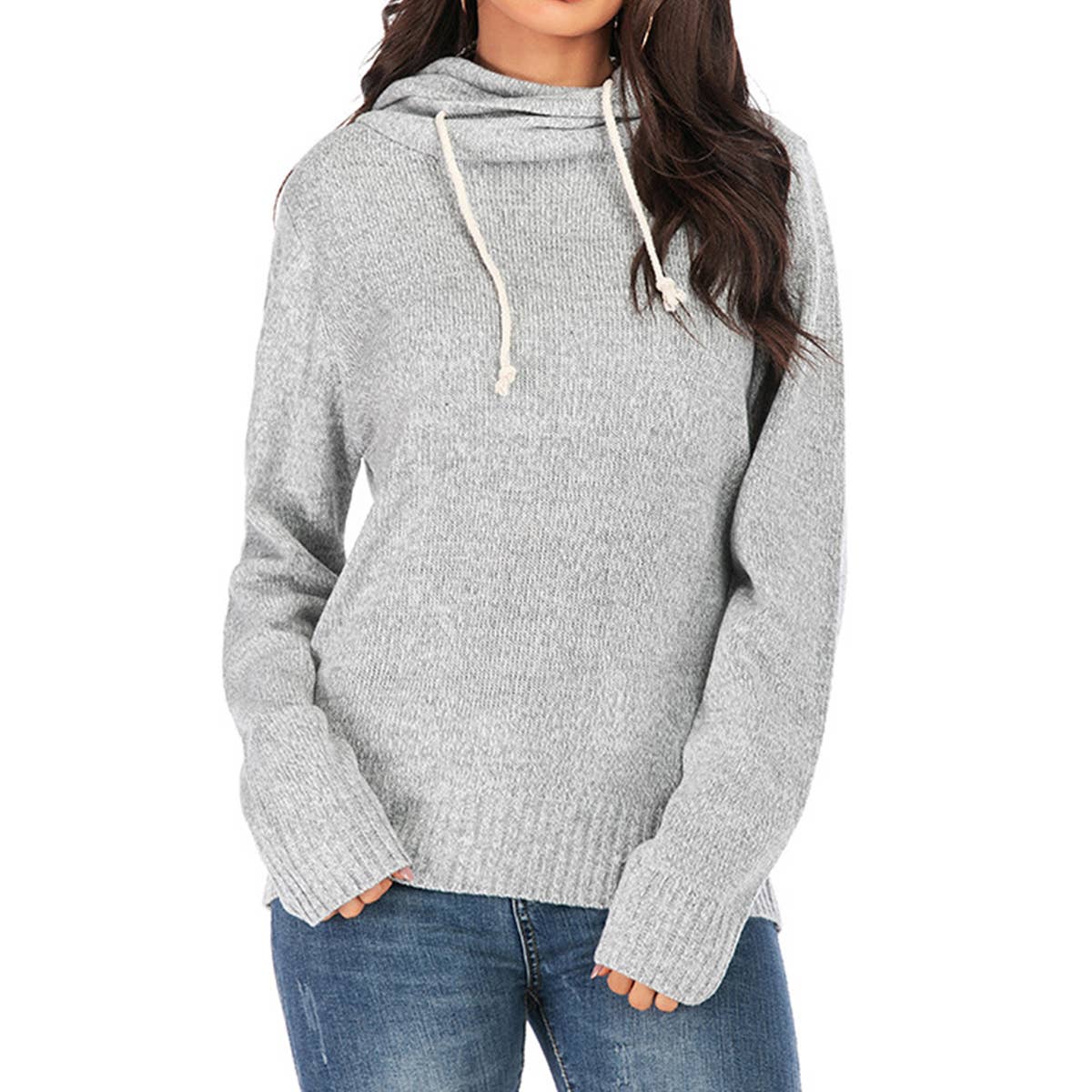 SWEATER PILE PILE COLLAR LONG SLEEVE HOODIE