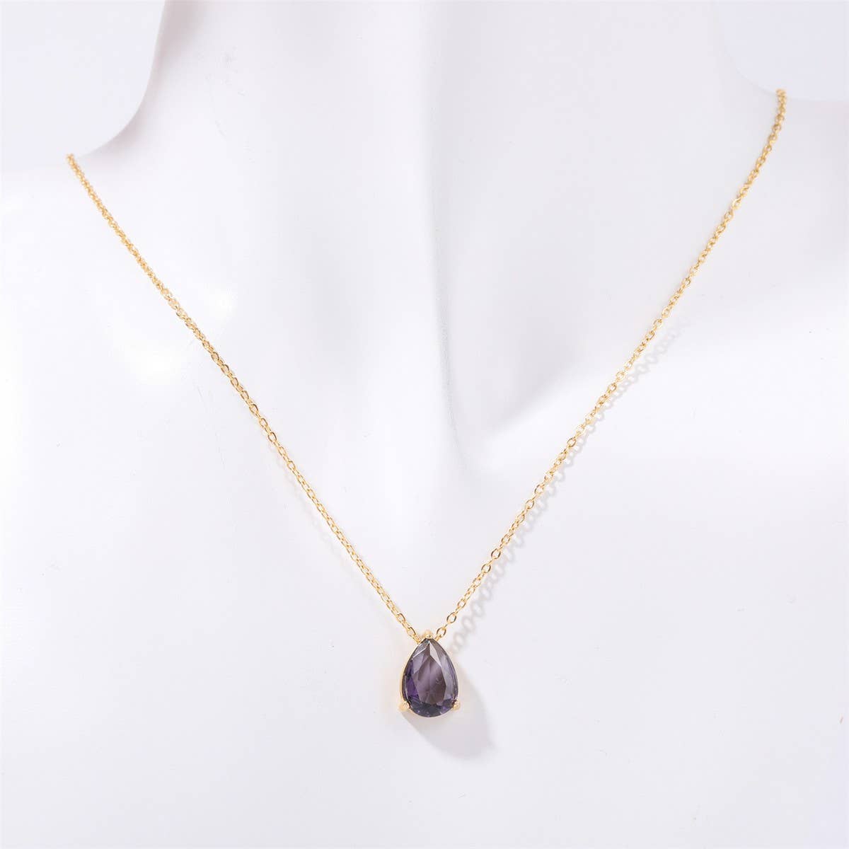 Teardrop Zircon December Birthstone Necklace
