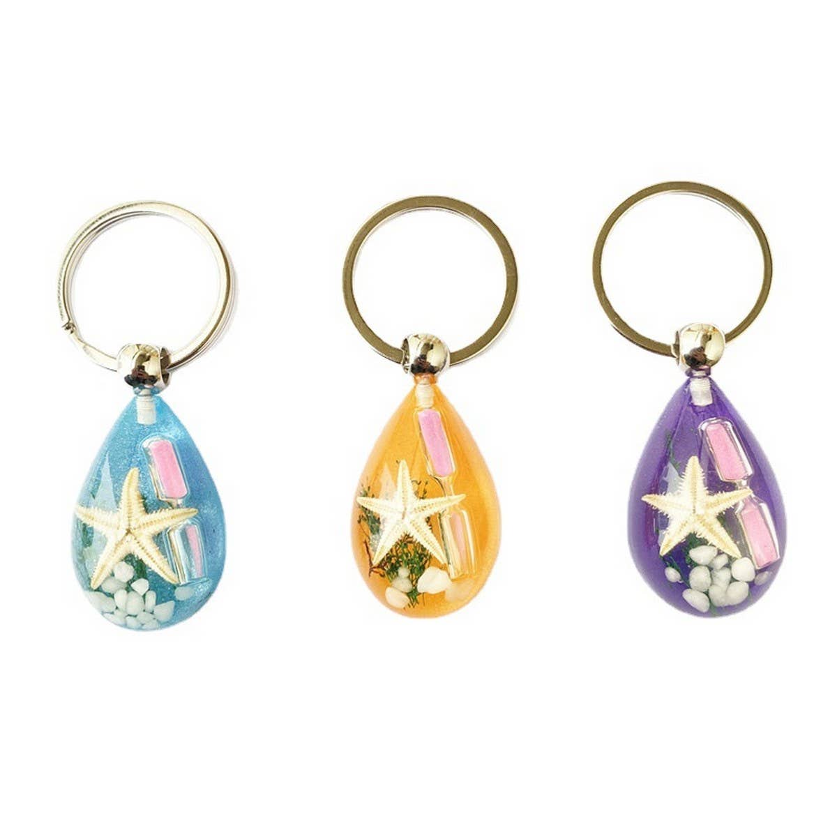 CREATIVE STARFISH HOURGLASS KEYCHAIN PENDANT