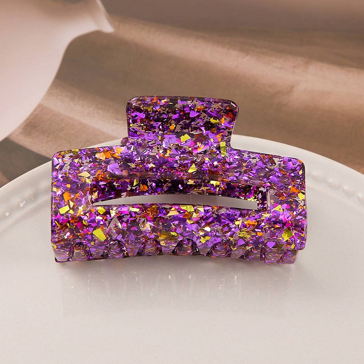 Acrylic Square Sequin Hollow Hair Claw_CWASC2488