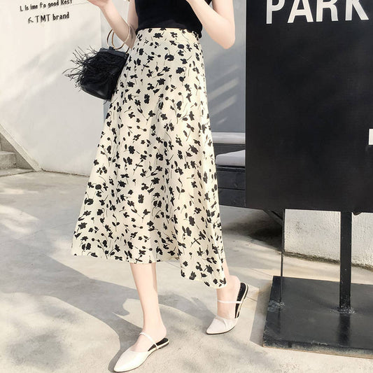 Floral high-waisted slim-fit style skirt