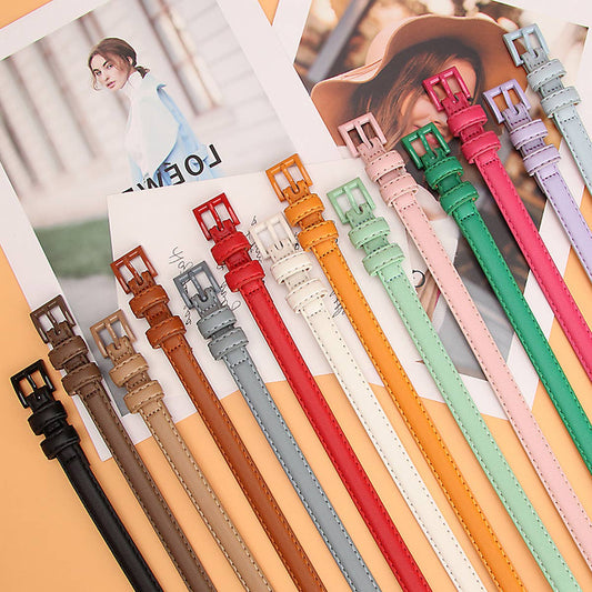 CWABE0907_WOMEN'S SMALL SQUARE BUCKLE THIN BELT