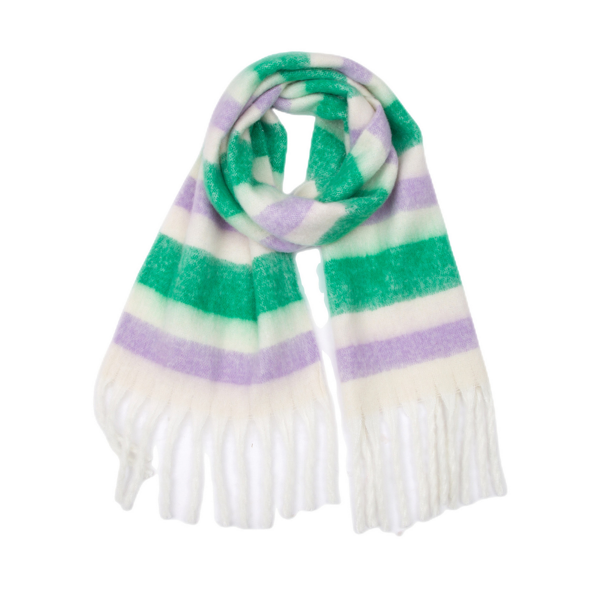 PLAID PATTERN FRINGE TRIM WINTER SCARF_CWASC2691