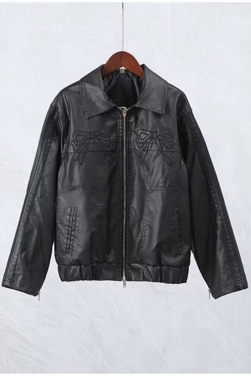CWOJA1426_FALL BOW EMBROIDERED LEATHER JACKET