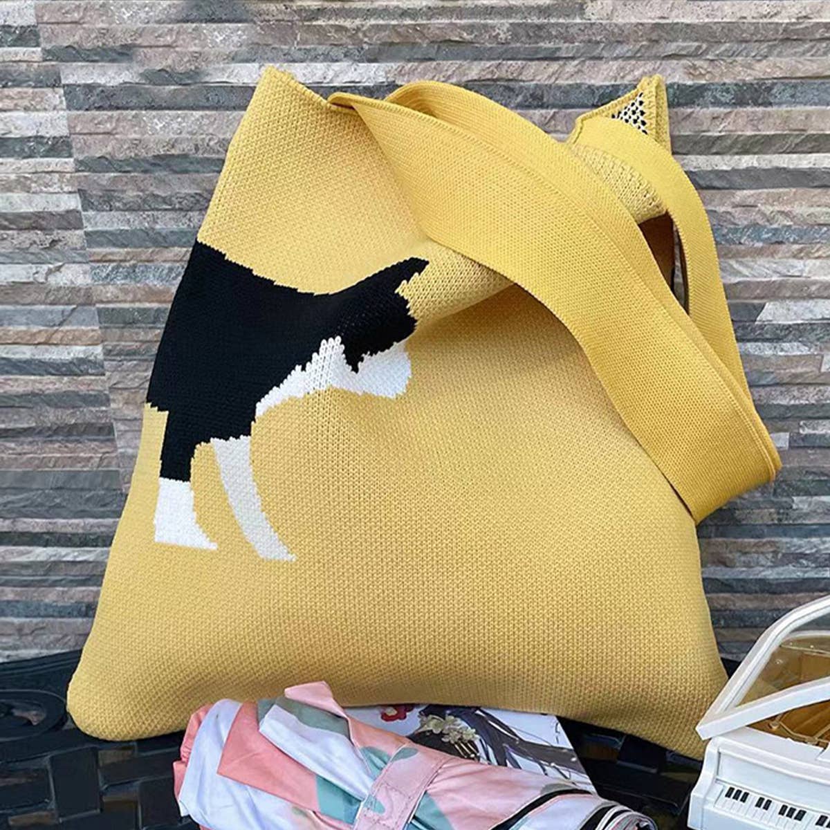 WOMEN LEISURE ANIMAL PATTERN KNITTED HANDBAG_CWAB0848