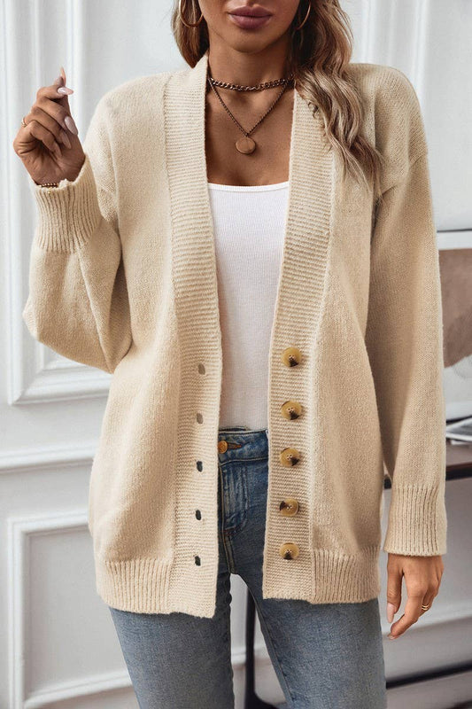 CWOCAL0863_SOLID COLOR SINGLE-BREASTED KNITTED SWEATER COAT