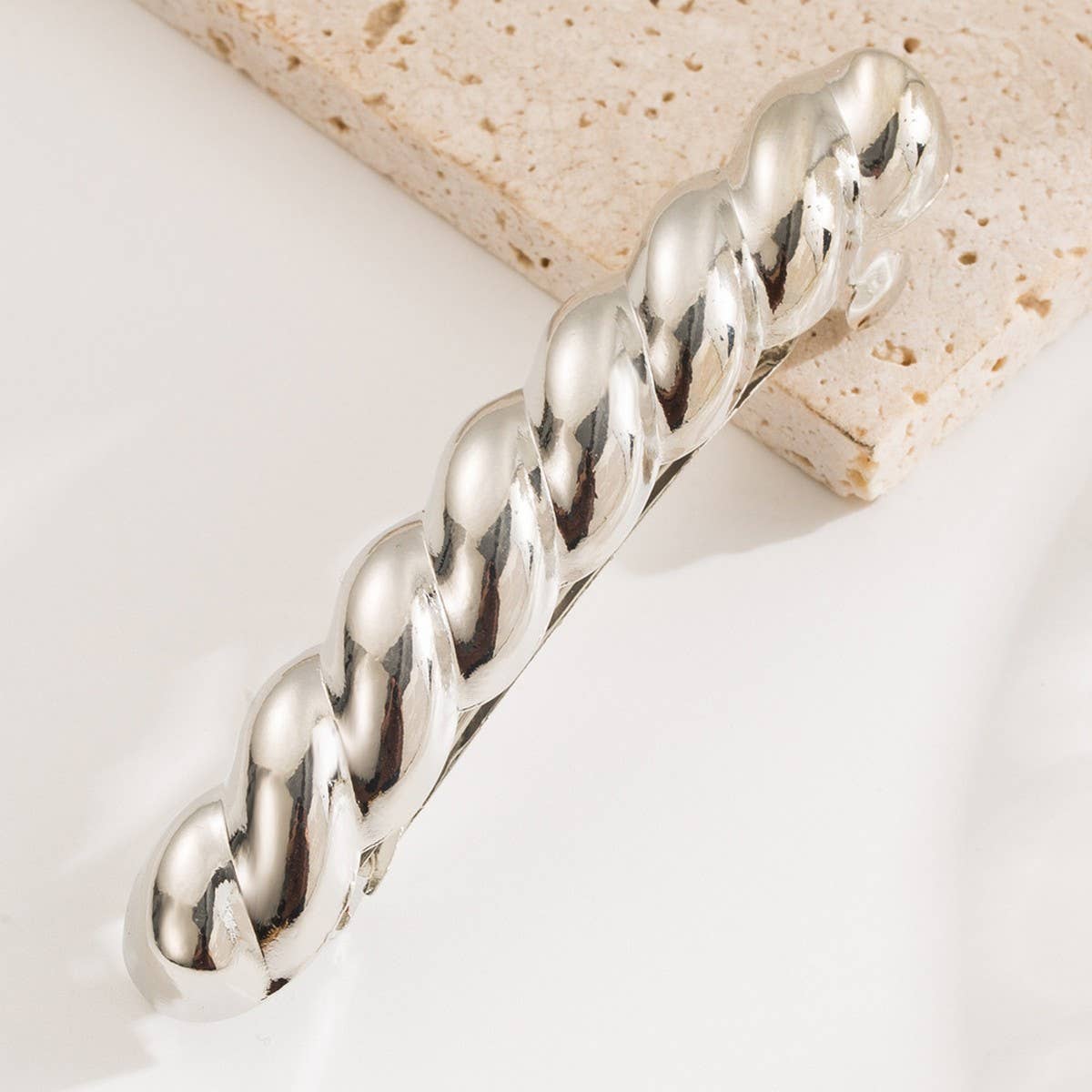 New Metal Geometric Twist Bead Spring Hair Clip