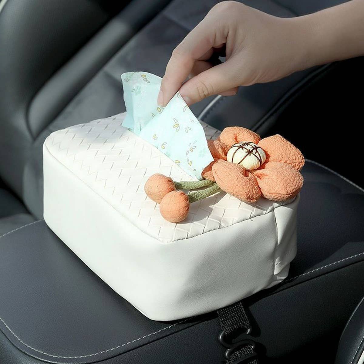 NEW CUTE FLOWER CAR TISSUE BOX STORAGE BOX