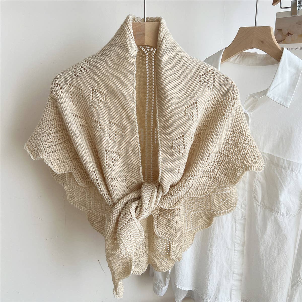 Knit Triangle Shawl Wrap for Summer Air Rooms