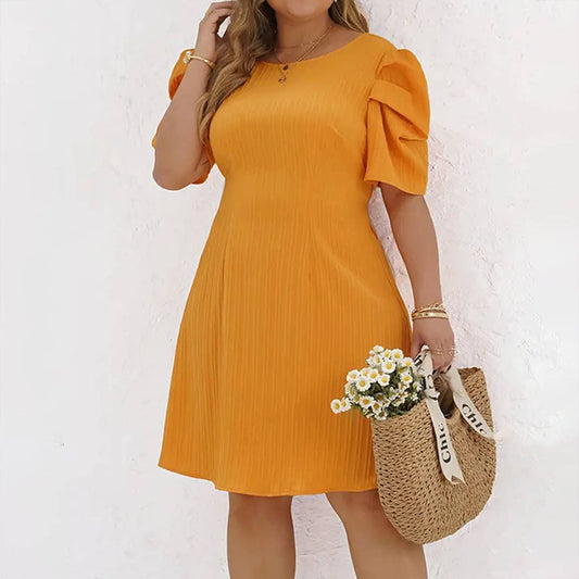 TEMPERAMENT BUBBLE SLEEVES WAIST IN PIECE DRESS_CWDSD2979