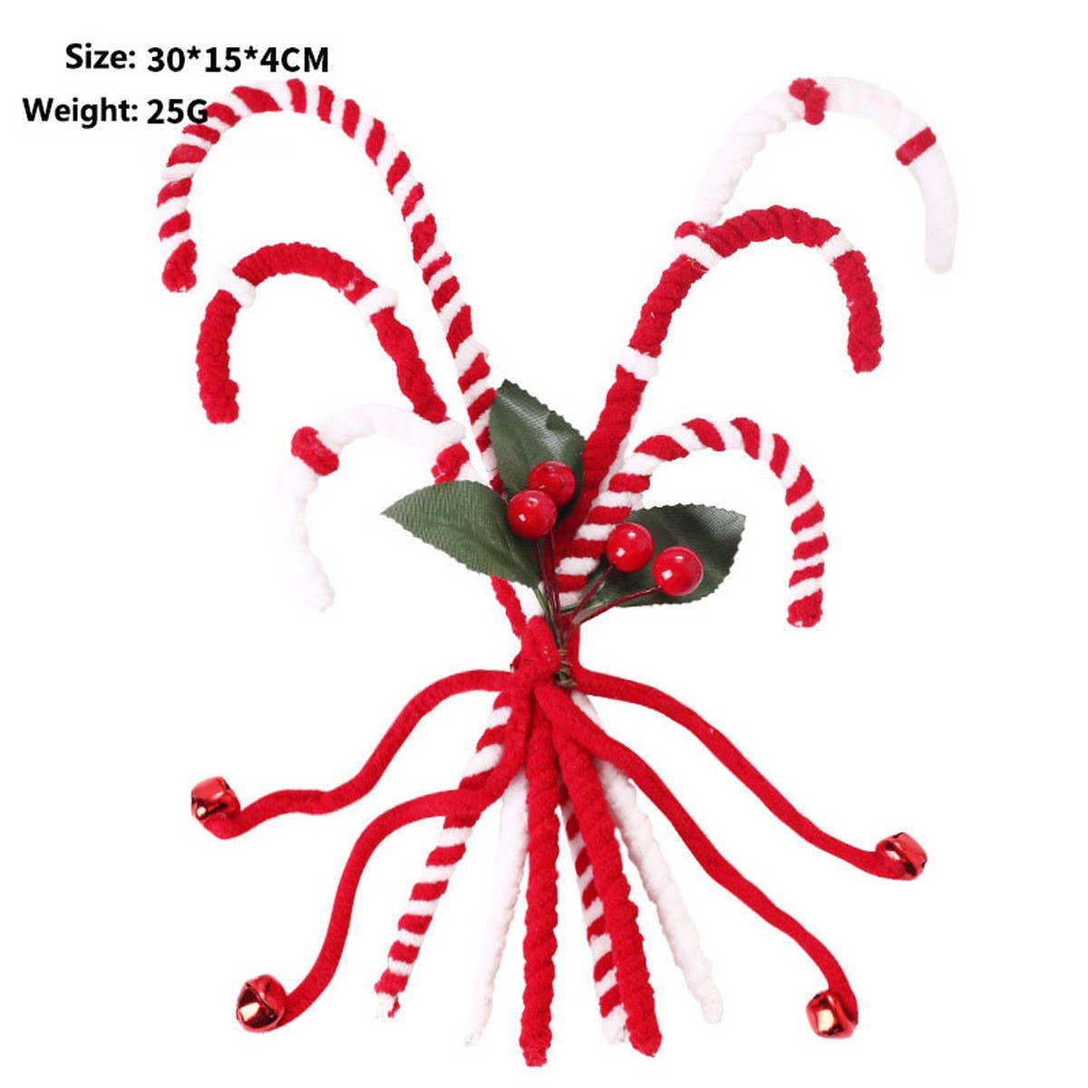 Christmas Candy Cane Bell Bouquet Ornament_CWAJE5290