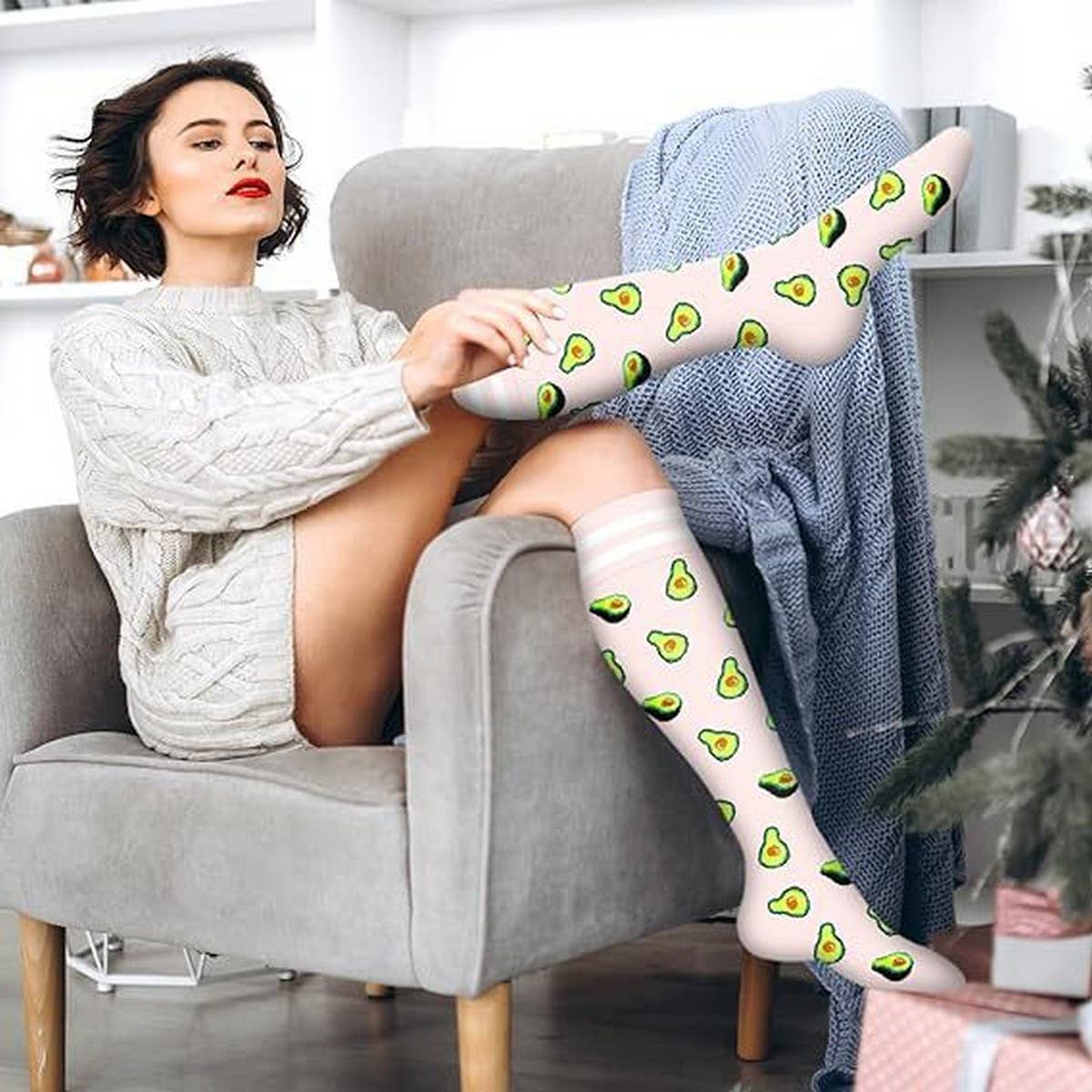 PATTERNED SPORTS LONG COMPRESSION SOCKS SET_CWMS1879