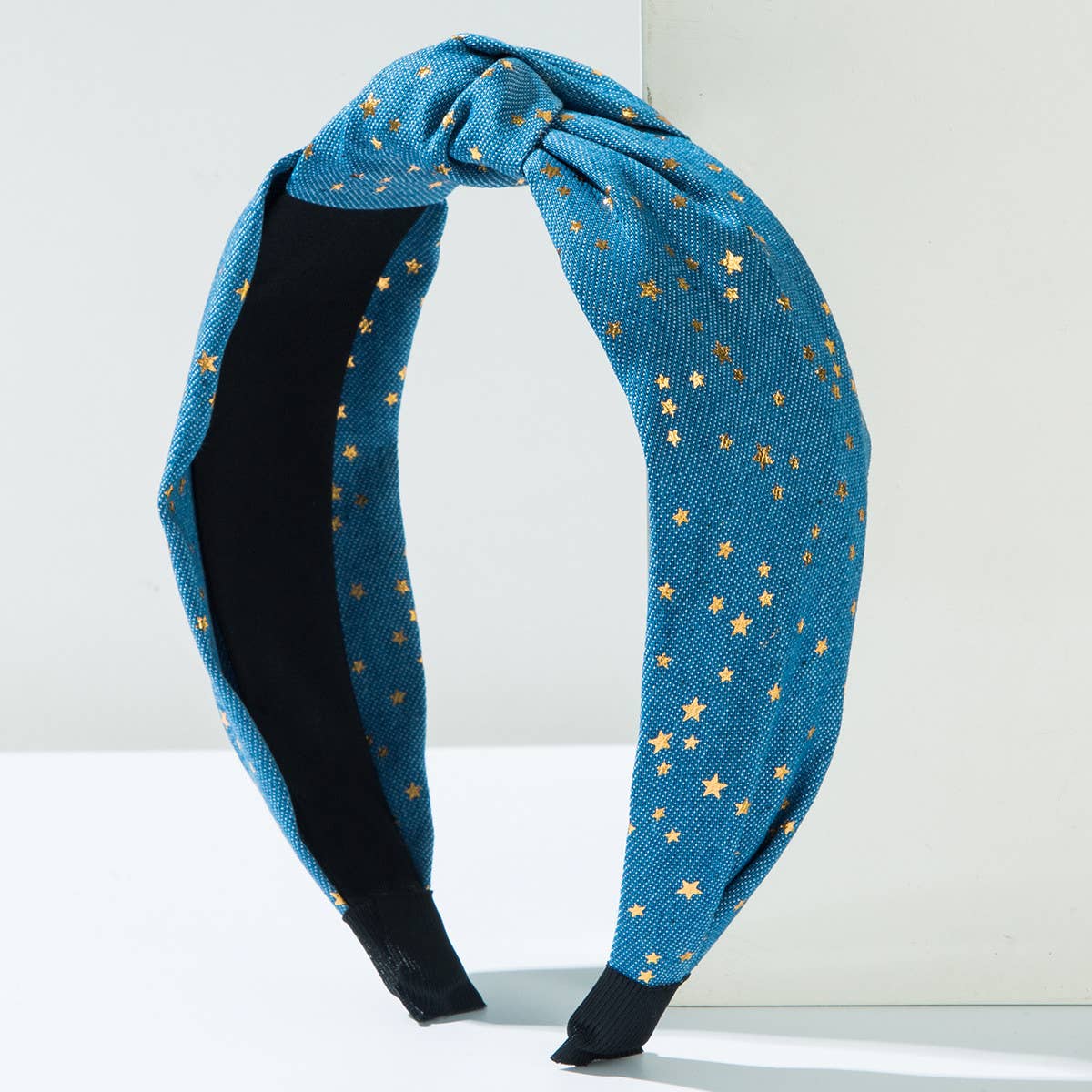 GOLD FIVE-POINTED STAR WIDE KNOTTED HEADBAND