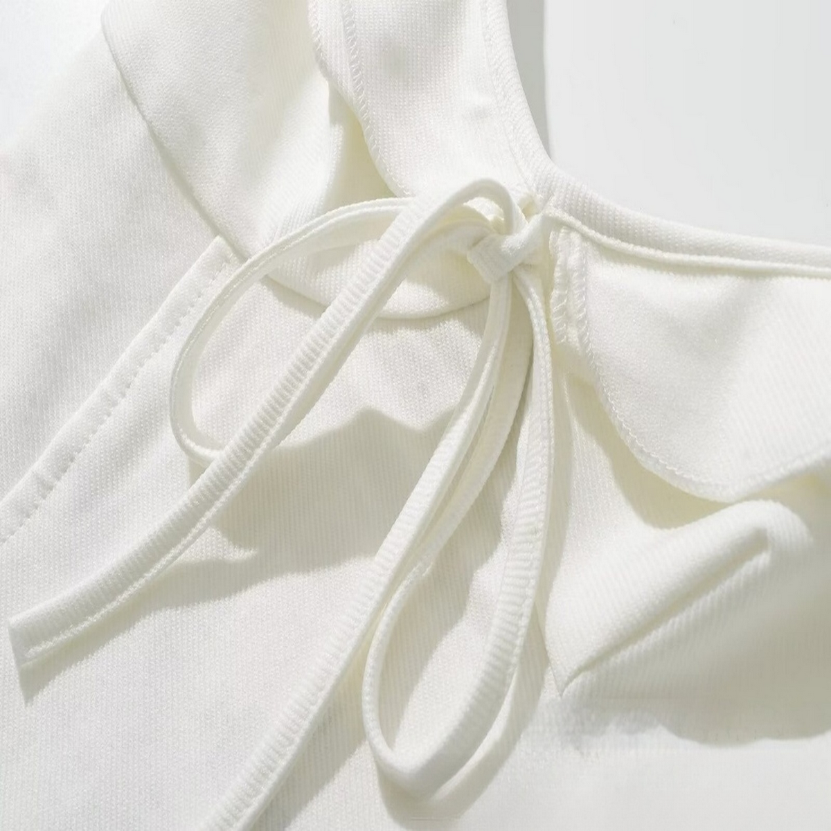 Ruffle Trim Knit Dress - French Fit & Flare Style