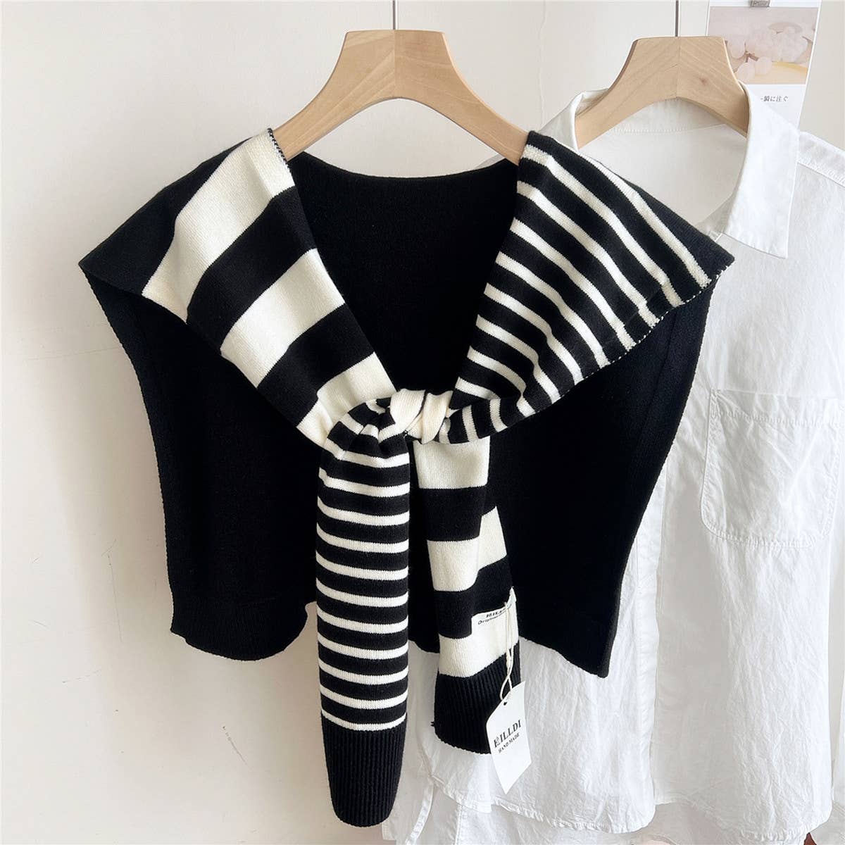 Striped Knit Shawl ??Neck & Shoulder Wrap_CWASC0843