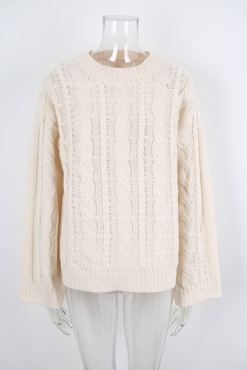 Solid-colored twisted round-neck loose sweater