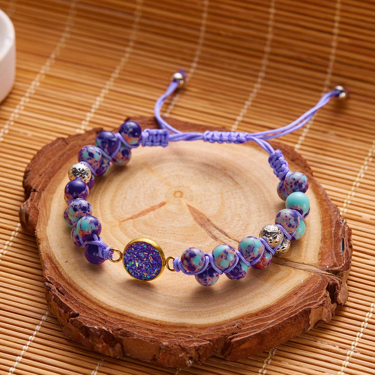 HAND WOVEN ROUND STONE BRACELET