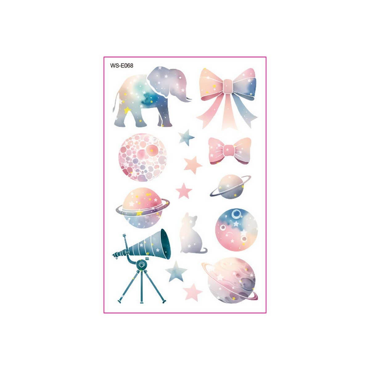 Kids Glitter Tattoo Stickers Bear Butterfly Stars