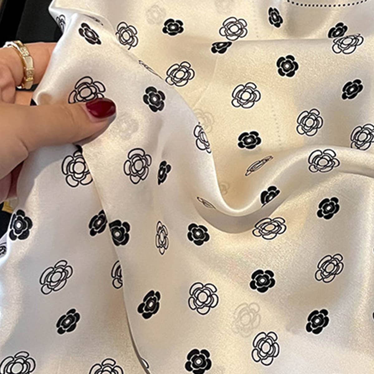 Polka Dot Silk Scarf ??Elegant Tie Shawl for Women_CWASC0549