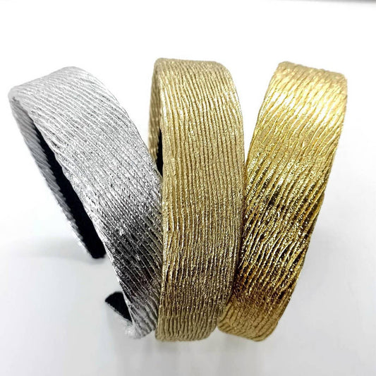 Metallic Ruched Wave PU Headband, Palace Style