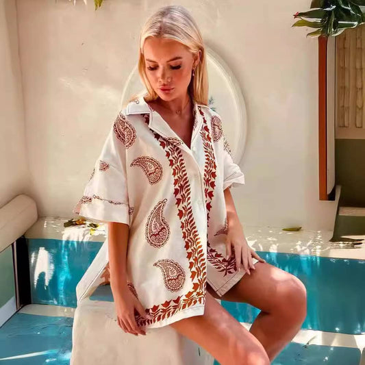 SHIRT TOP FASHION CASUAL SHORTS SUIT