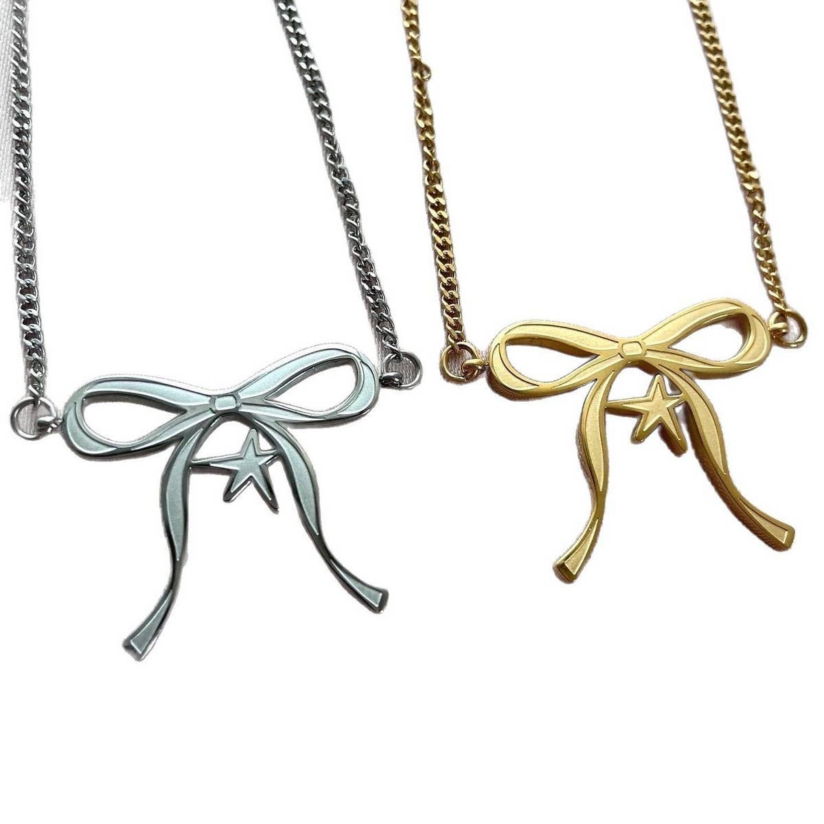 Double-Sided Oil Drip Star Bow Earrings