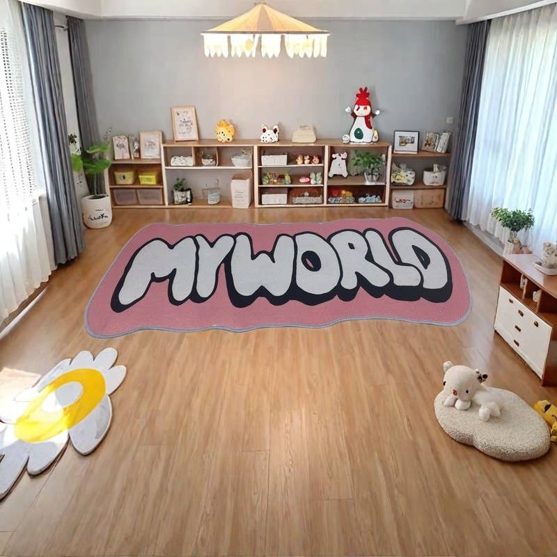 Faux Cashmere Black & White Letter Rug