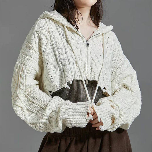 SPICE GIRL TWIST KNIT LOOSE WOOL SWEATER